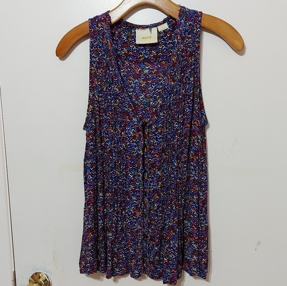 Maeve Anthropologie Lila Pintuck Confetti Tank - Picture 2 of 11
